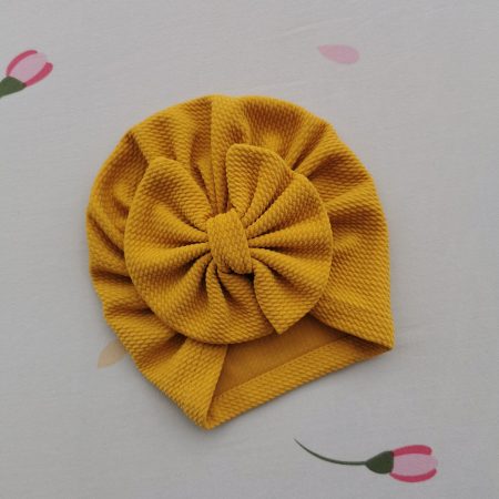 Turban cu fundita galben-mustar 3-12 luni