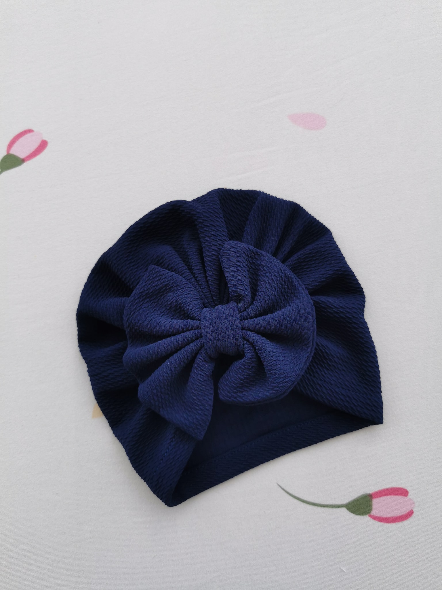 Turban cu fundita bleumarin 3-12 luni