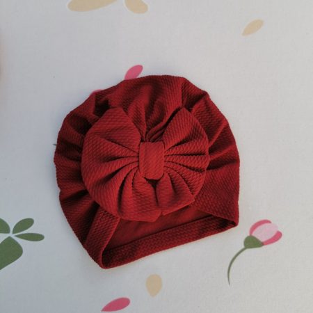 Turban cu fundita rosu burgundy 3-12 luni