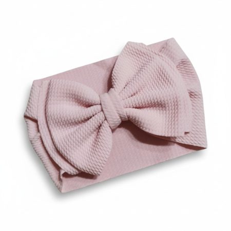 Bentița lată cu fundita roz pudra 3-12 luni