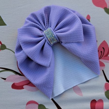 Turban cu fundita si cristal lila