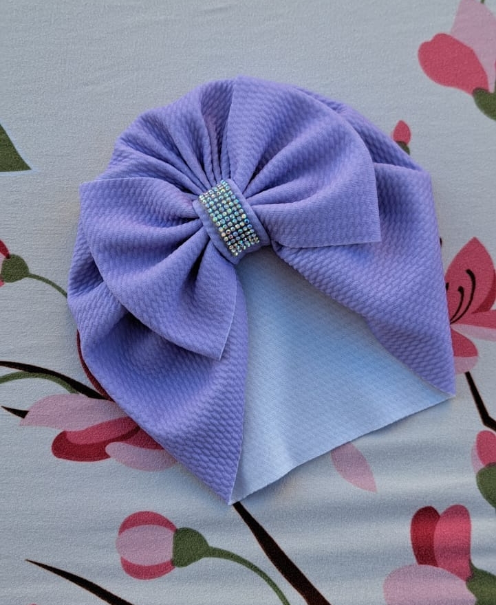 Turban cu fundita si cristal lila