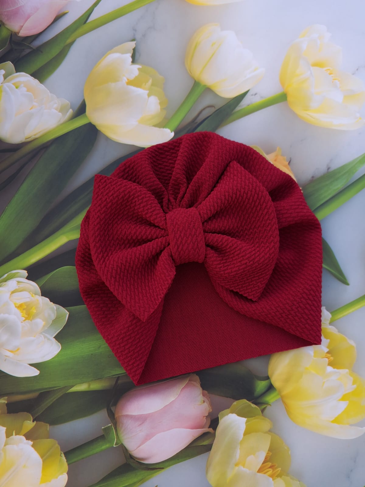 Turban cu fundita bordo