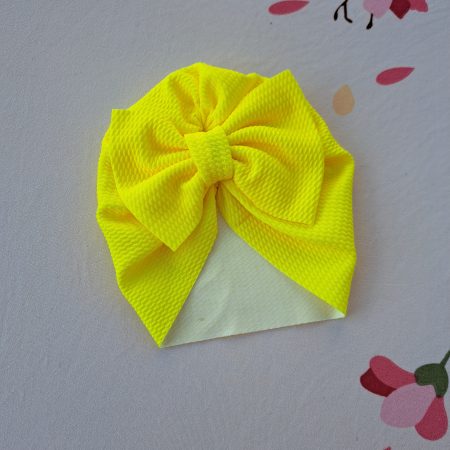 Turban cu fundita galbena 0-3 luni