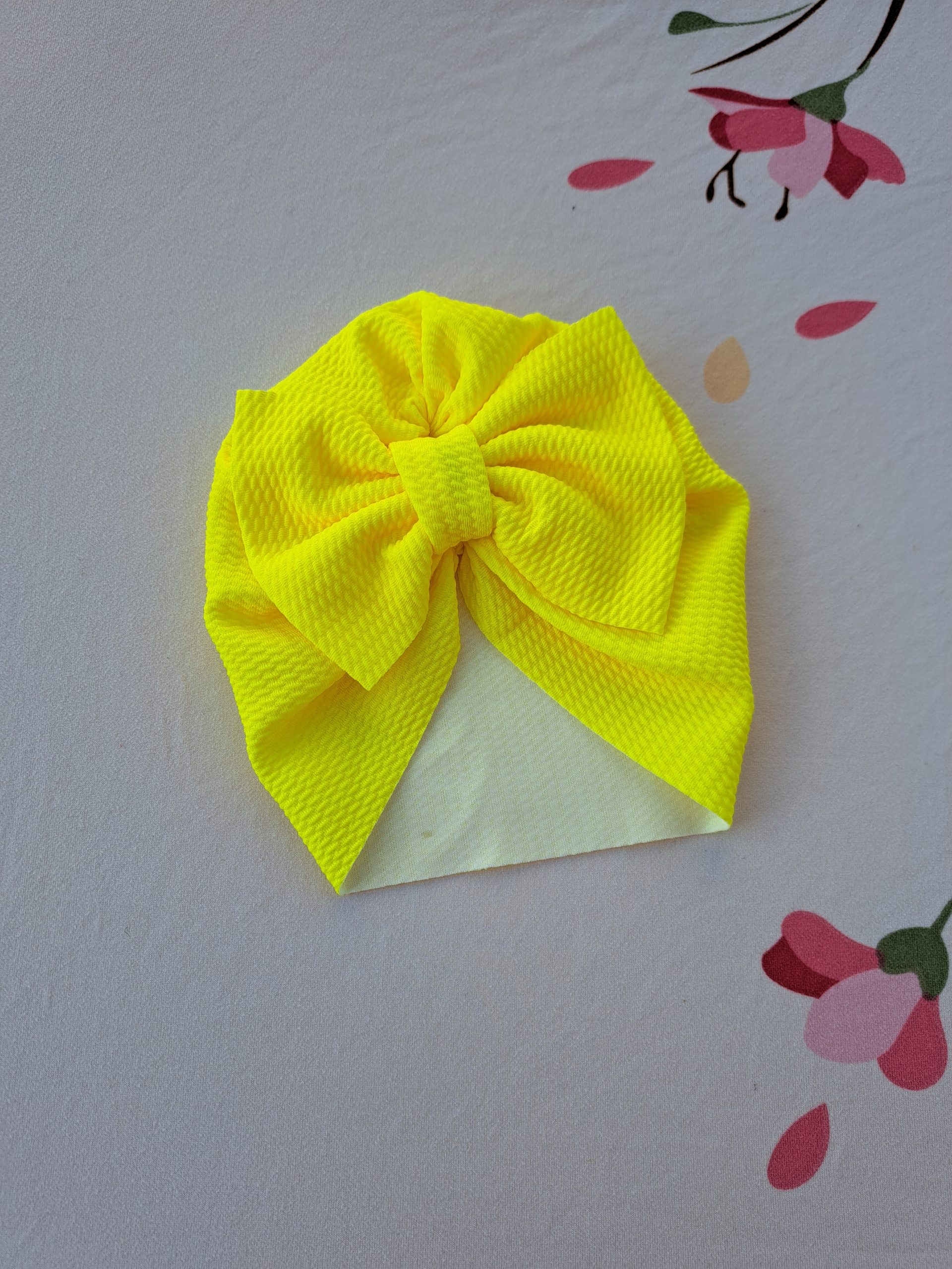 Turban cu fundita galbena 0-3 luni