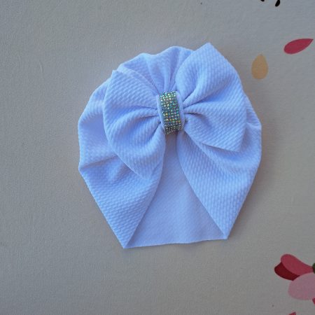 Turban cu fundita si cristal alba