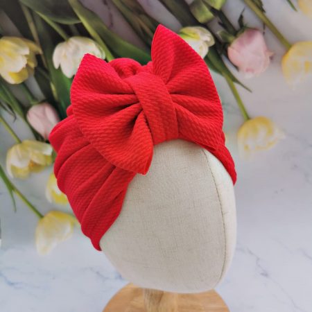 Caciulă groasă tip turban cu fundita rosie