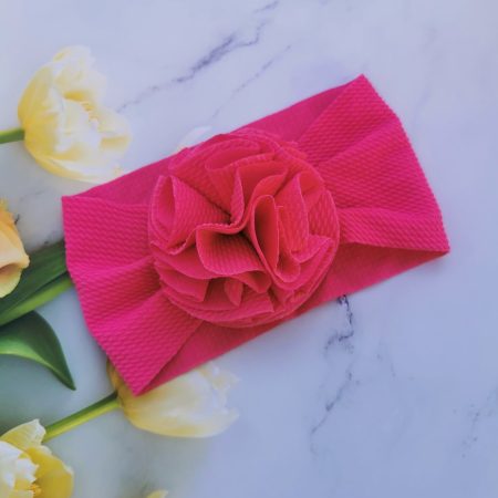 Bentita lată cu floare roz fuschia 3-12 luni