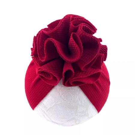 Turban cu floare rosu burgundy 3-12 luni