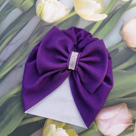Turban cu fundita si cristal mov 0-3 luni